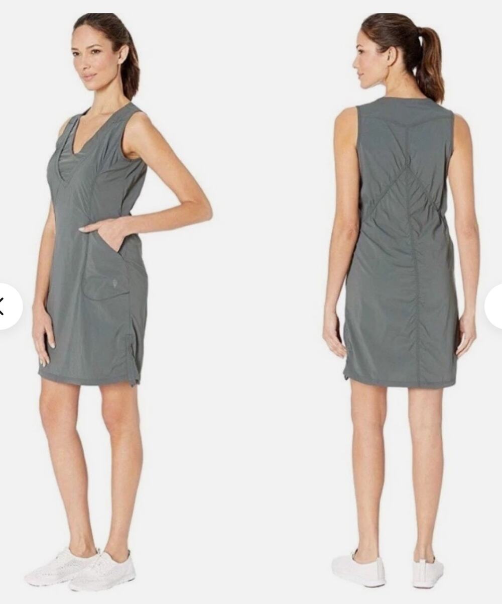Indygena Liike III Outdoor Hiking Athletic V-Neck Dress Gray Women's Size Small